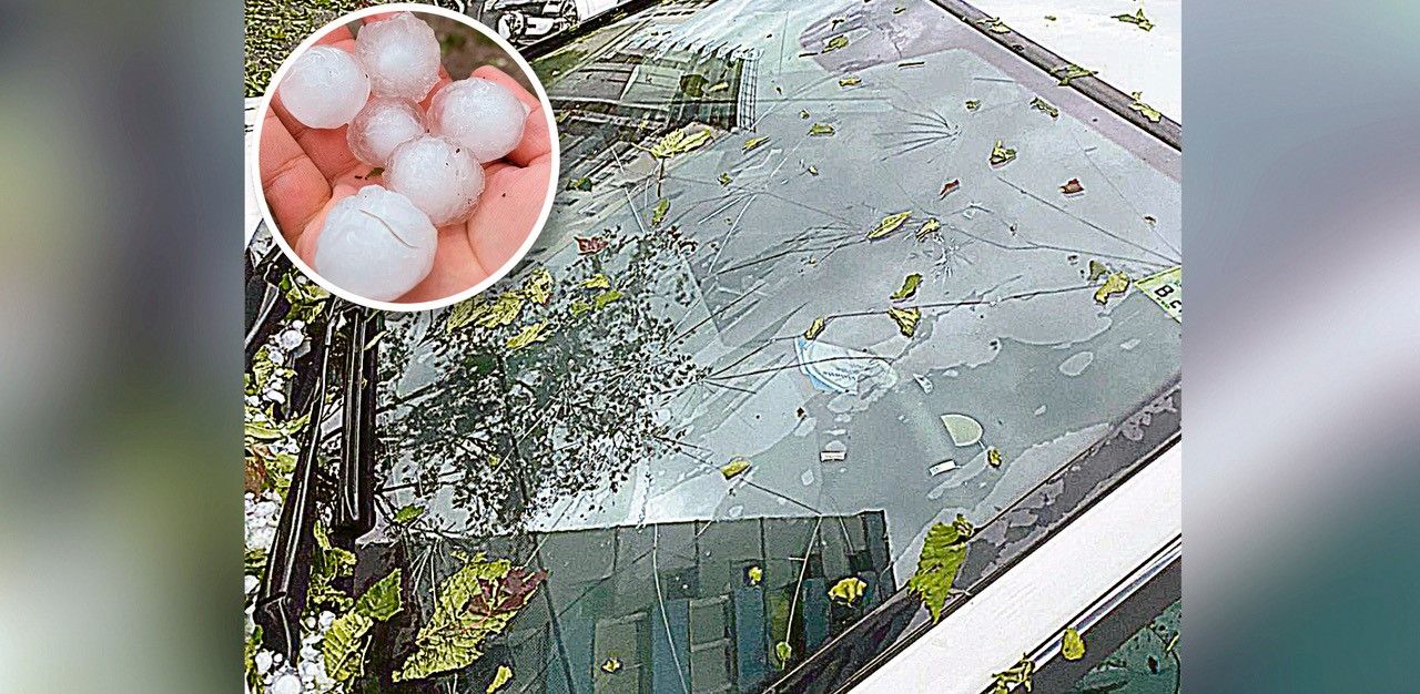 Rieseige Hagelkörner demolierten viele Autos