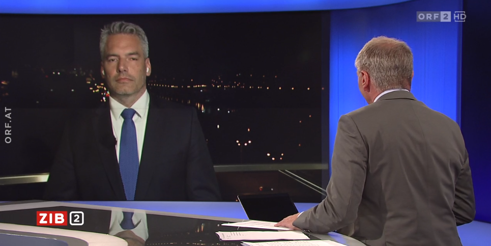 Innenminister Karl Nehammer in der ZiB 2