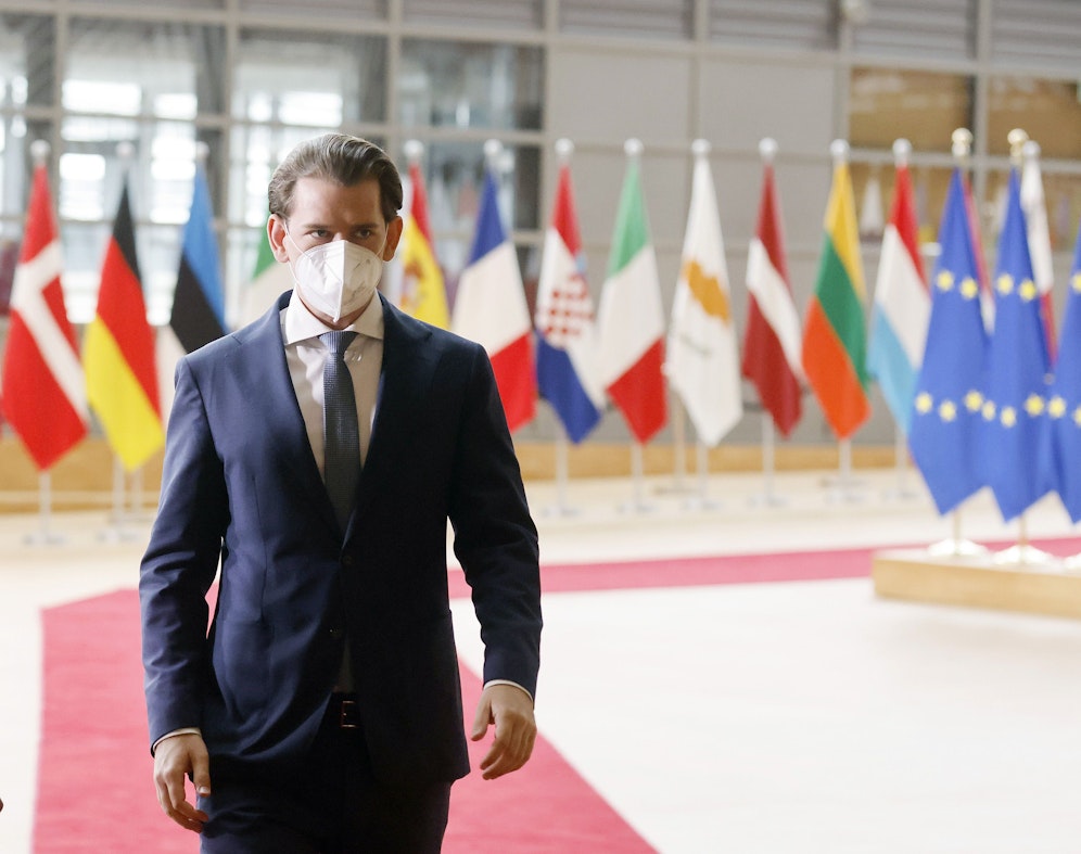 Bundeskanzler Sebastian Kurz am EU-Gipfel in Brüssel. 