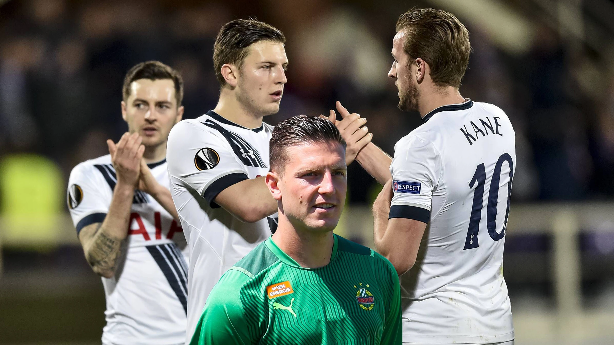 Kevin Wimmer in der Rapid-Wäsche und mit Tottenham-Superstar Kane