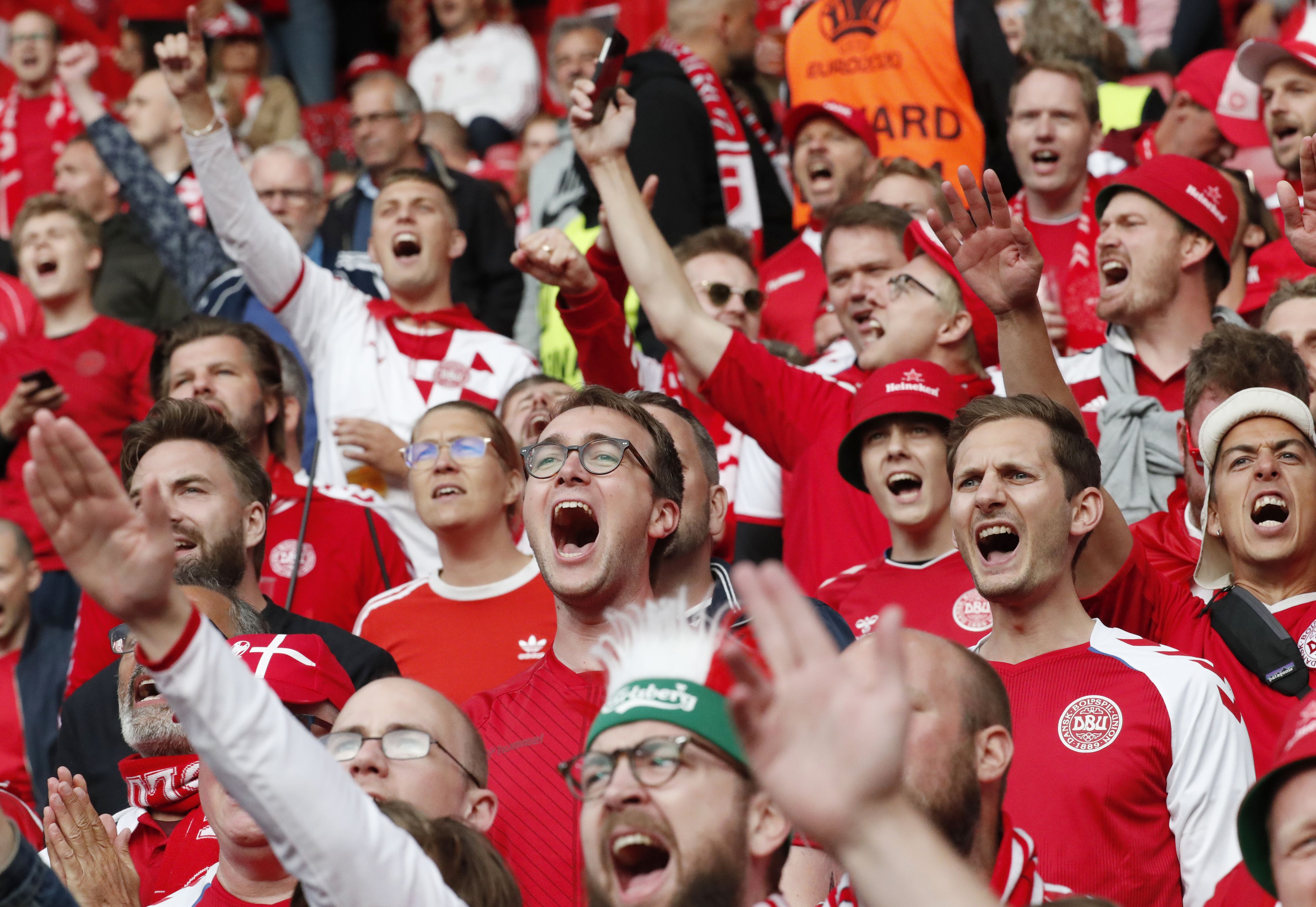 Dänemark-Fans im Parken Stadion von Kopenhagen.
