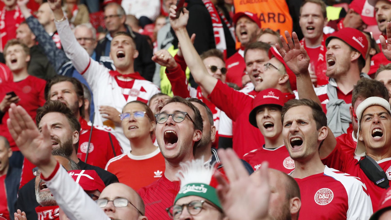 Dänemark-Fans im Parken Stadion von Kopenhagen.