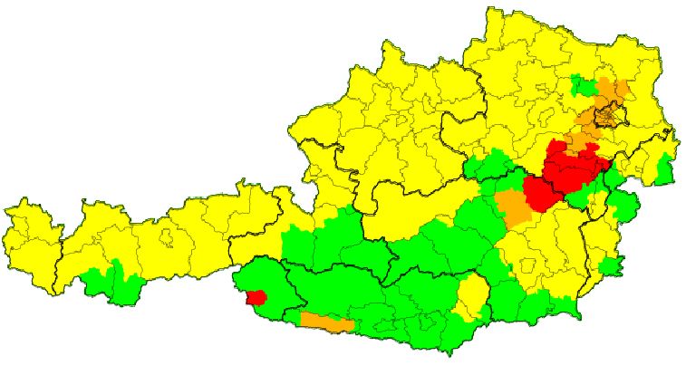 Aktuelle Unwetterwarnungen