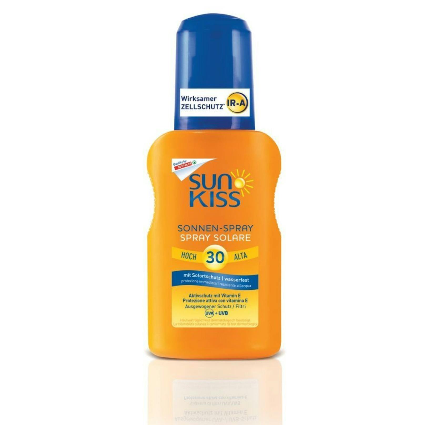 Sun Kiss Sensitiv Sonnen-Spray von Spar. 150ml um 7,79 Euro.