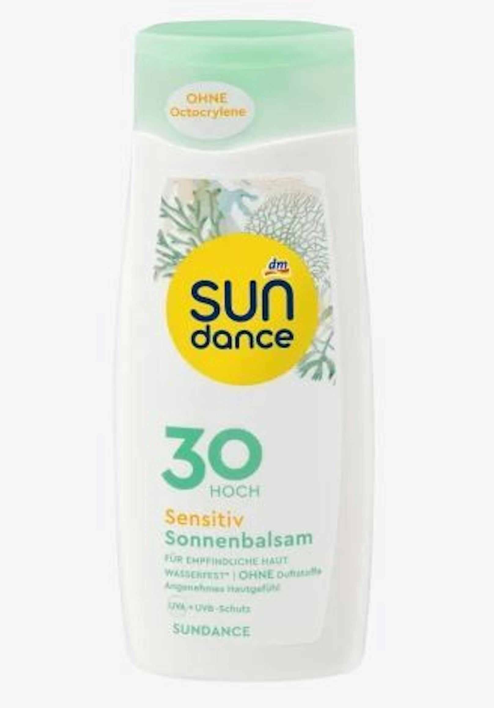 DM Sundance sensitiv Sonnenbalsam, 300ml um 3,95 Euro.