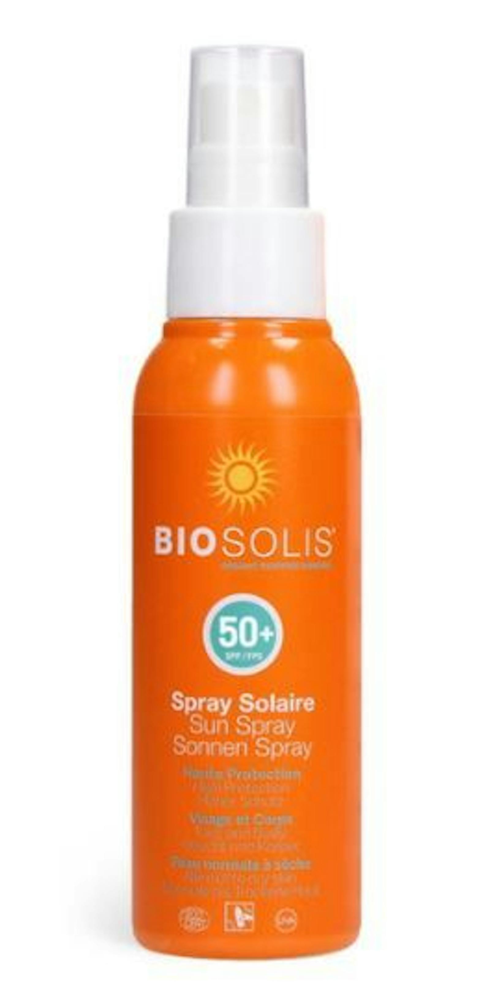 Biosolis Sonnenspray. 100ml um 23,90 Euro.