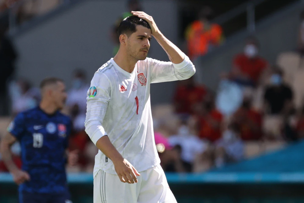 Alvaro Morata nach seinem vergebenen Elfmeter gegen die Slowakei.