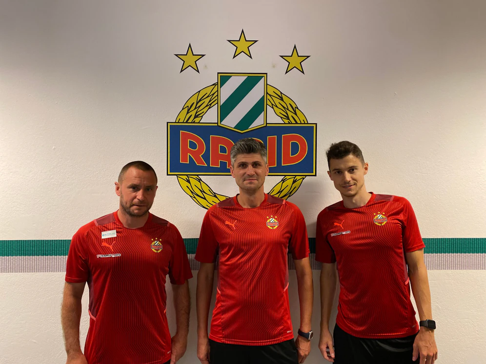 Das neue Trainerteam von Rapid II. 