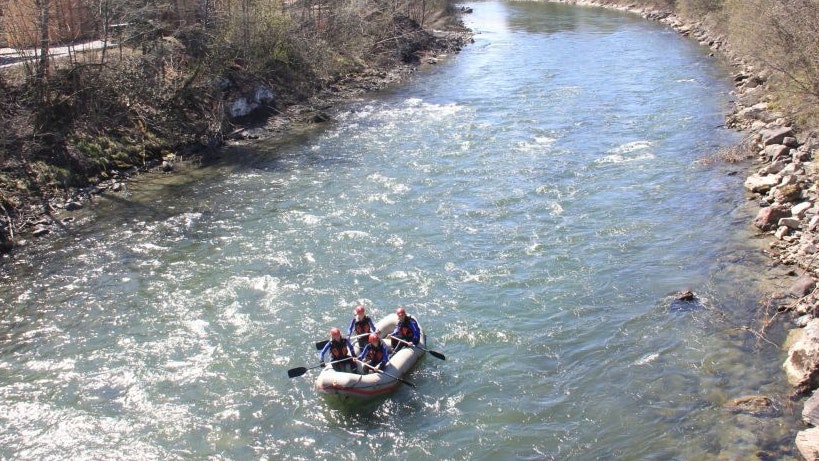 Die Salzach auf Höhe Bruck, Bezirk Zell am See