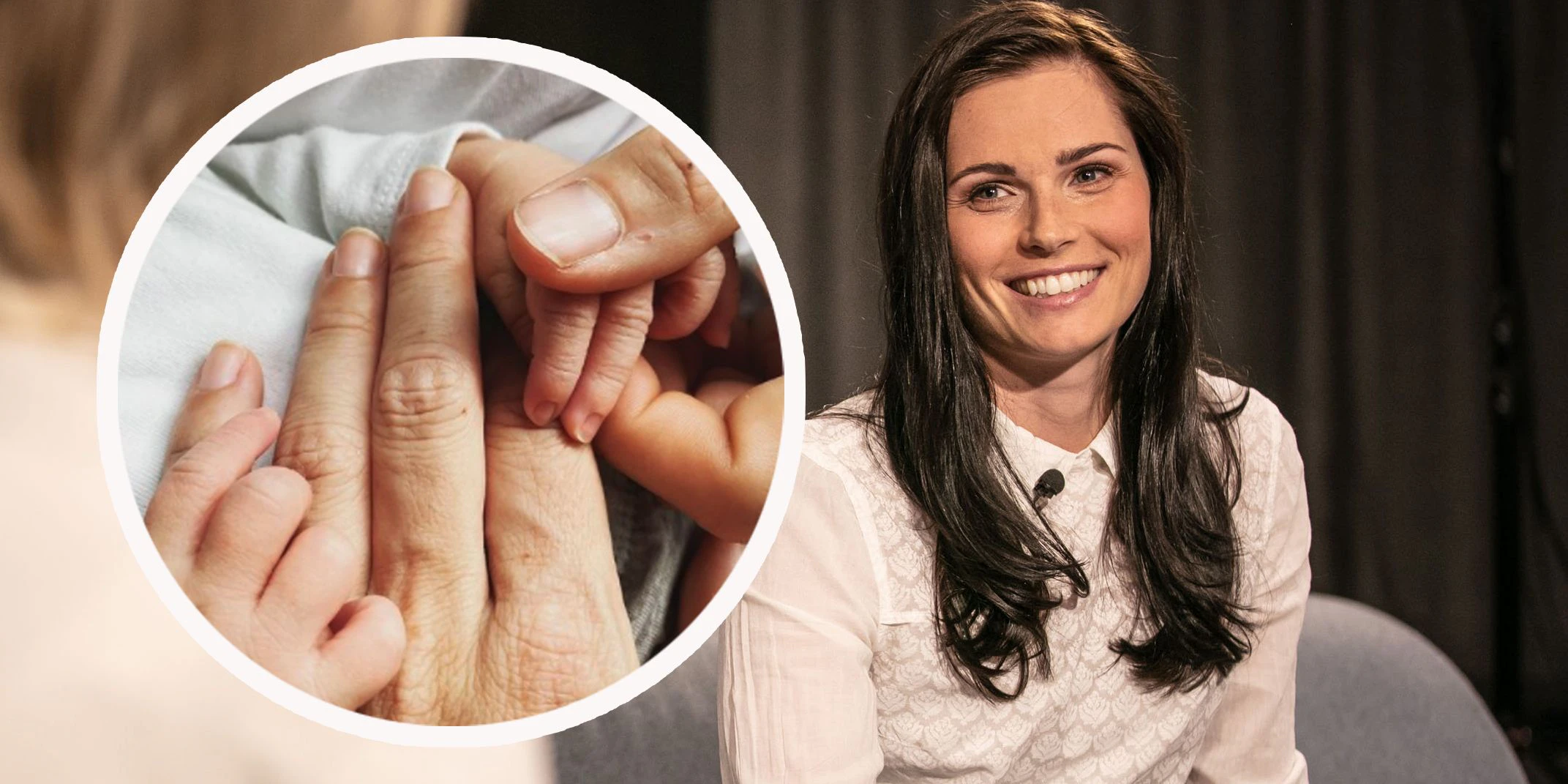 Anna Veith zeigt die Hände ihres Babys.