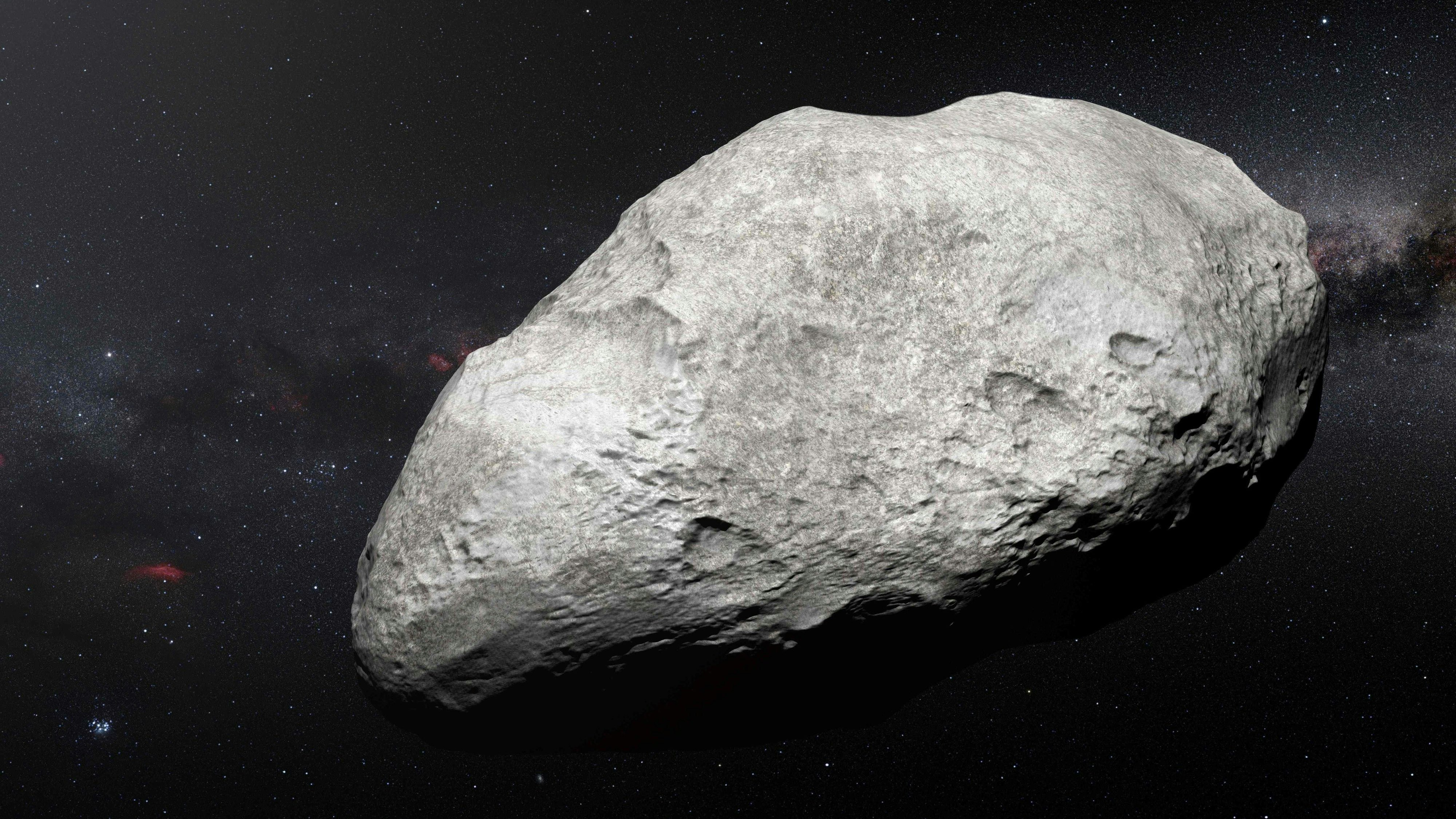 Visualisierung des Asteroiden 2004 EW95 im Kuipergürtel: Die internationale Raumfahrt möchte Asteroiden bald abschießen können.