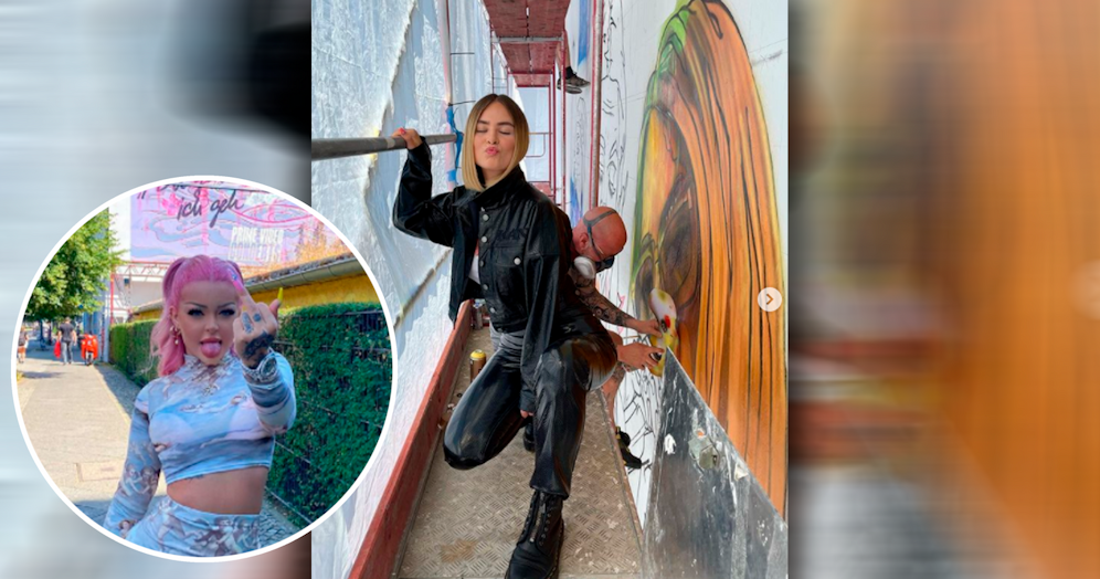 Mathea lacht nun von einer Berliner Wand.