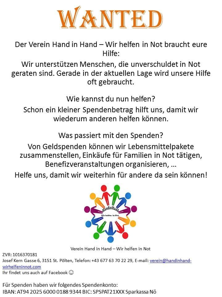 Jede Art von Spende ist willkommen.