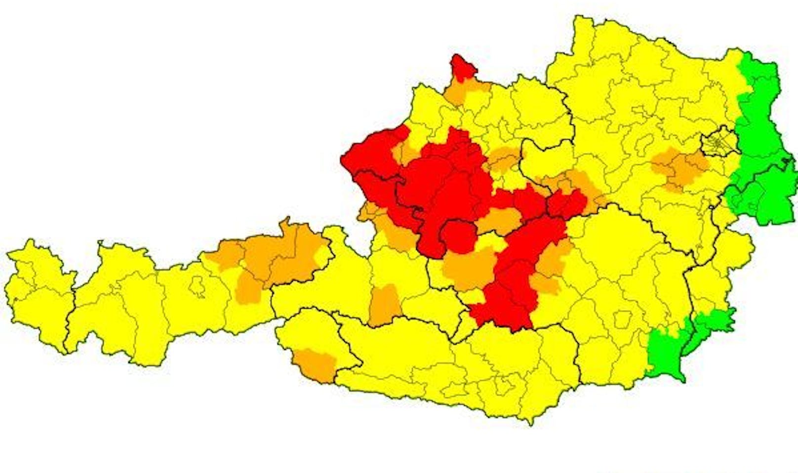 Schwere Gewitter toben derzeit in Oberösterreich, Niederösterreich, sowie in Teilen von Salzburg und der Steiermark.