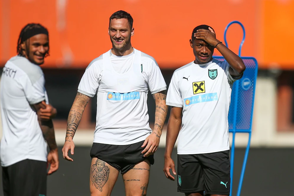 ÖFB-Teamspieler Valentino Lazaro, Marko Arnautovic, David Alaba.