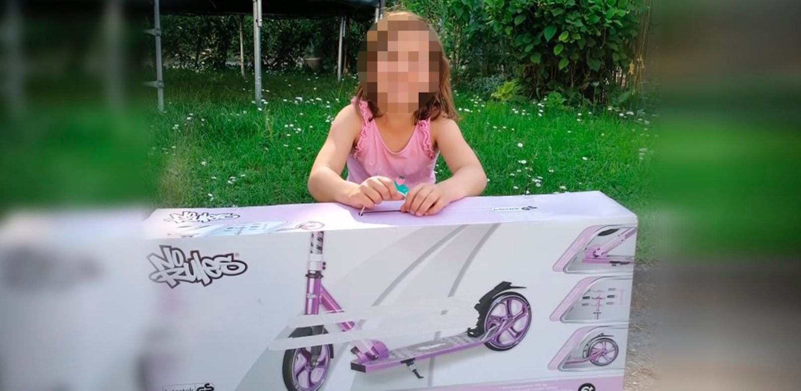 Sofia (7) bekam von einer Spenderin aus NÖ einen Scooter geschenkt.
