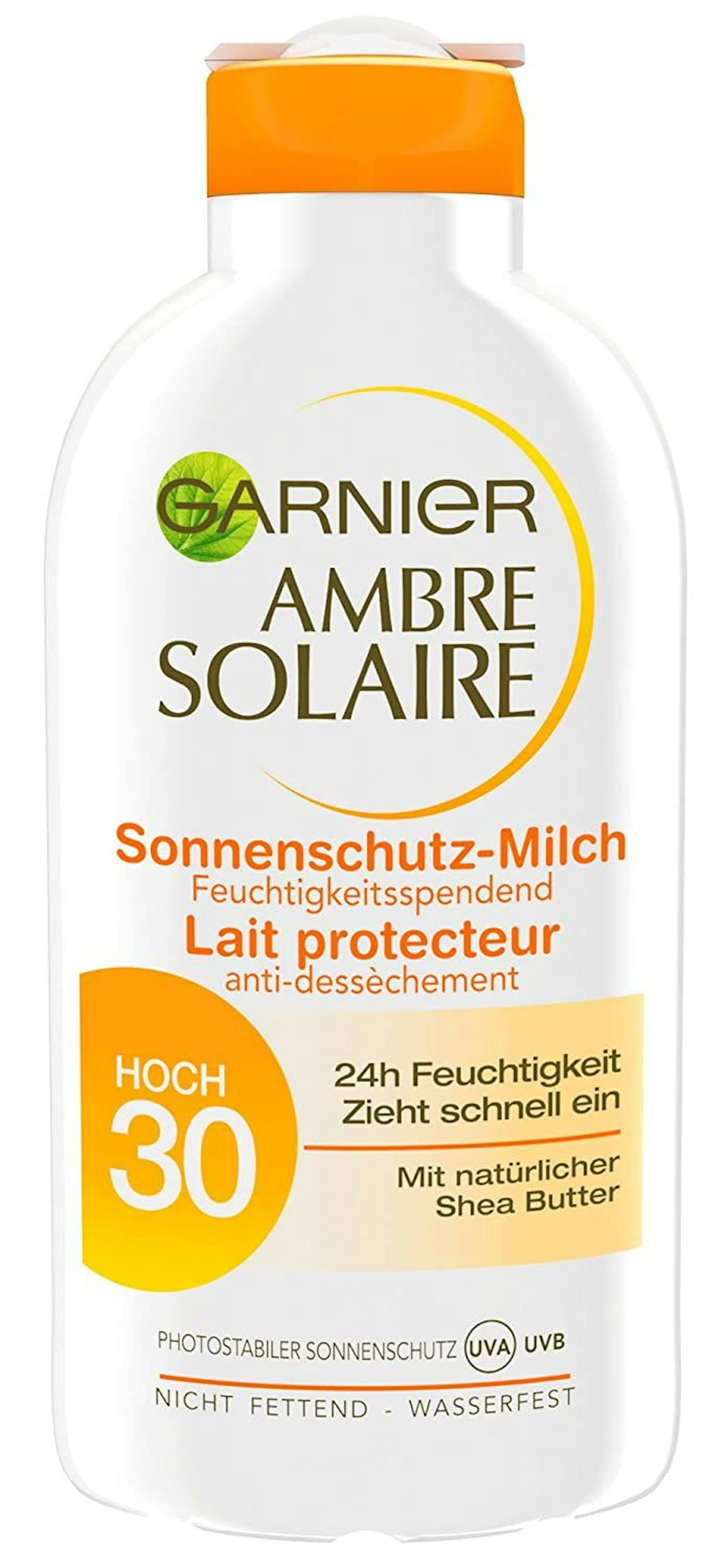 Die Sonnencreme "Garnier Ambre Solaire Sonnenschutz Milch 30" fiel wegen halogenorganischer Verbindungen, die als allergieauslösend gelten und schwer abbaubarer Kunststoffe durch.