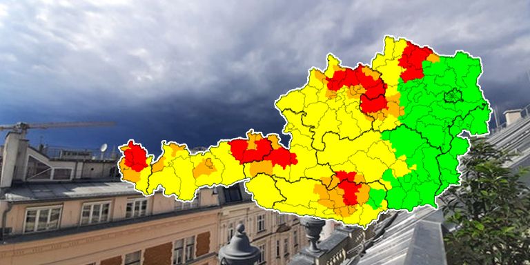 Heftige Hagel-Gewitter ziehen über Österreich.