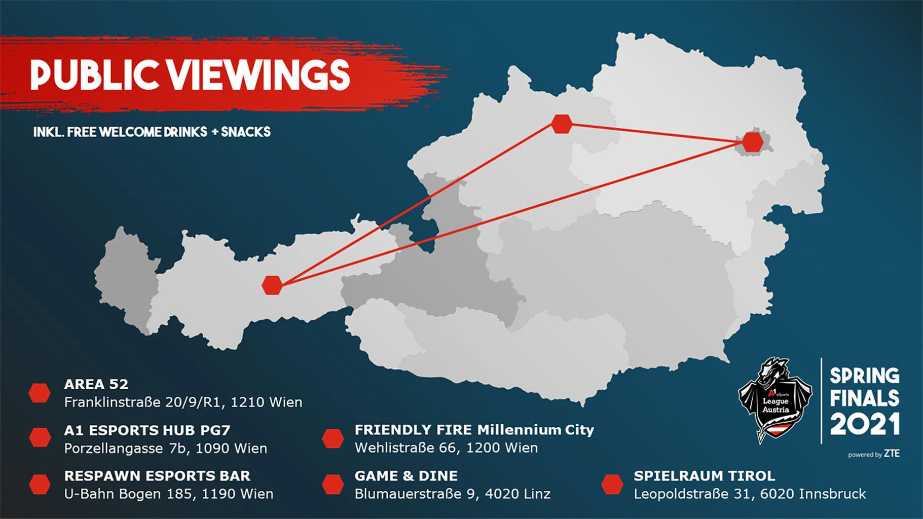 Die Public Viewings der A1 eSports Spring Finals 2021.