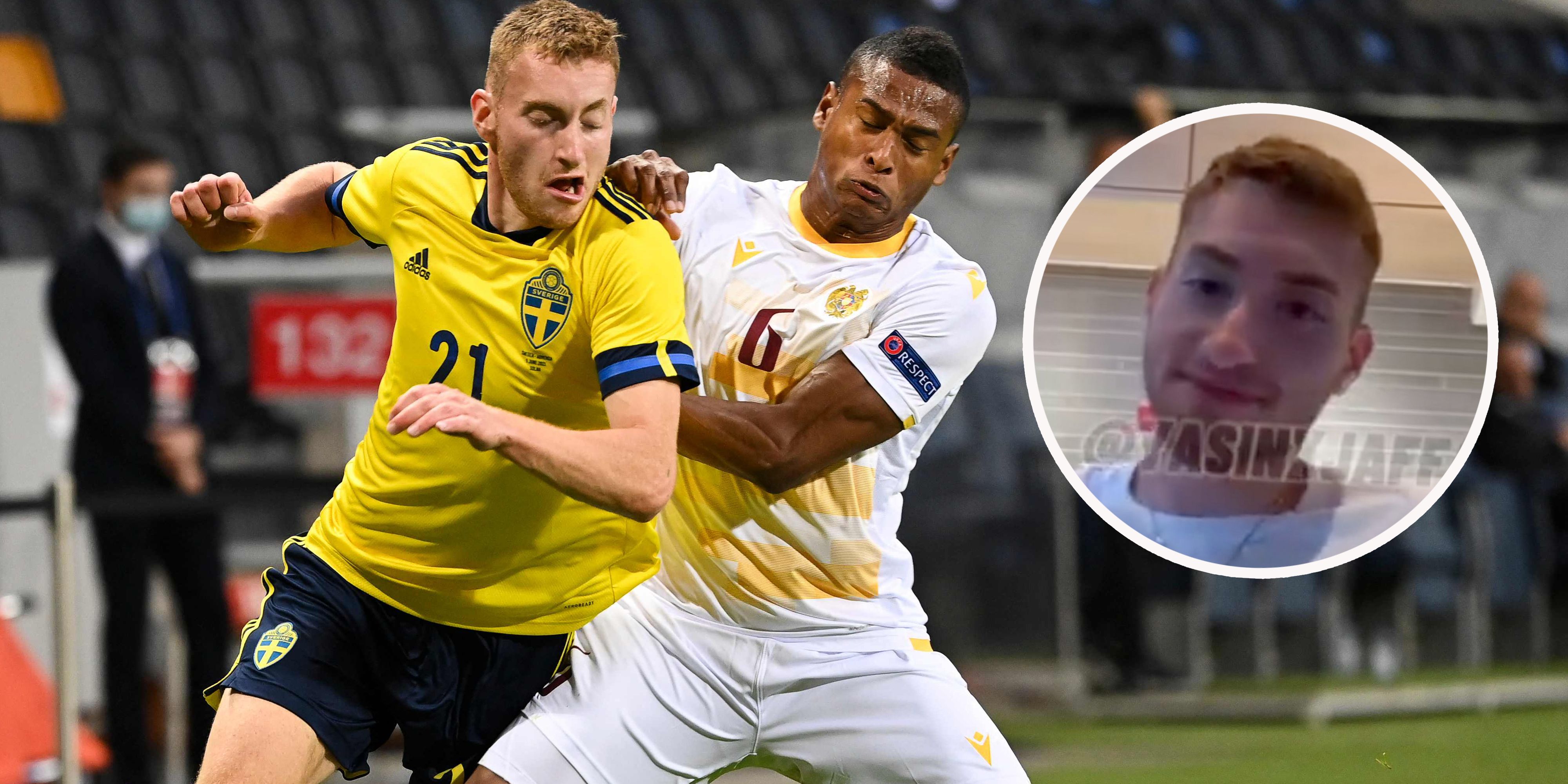 Kulusevski fehlt Schweden zumindest beim EM-Start. Rechts ein Screenshot des Party-Videos aus einer Wohnung.