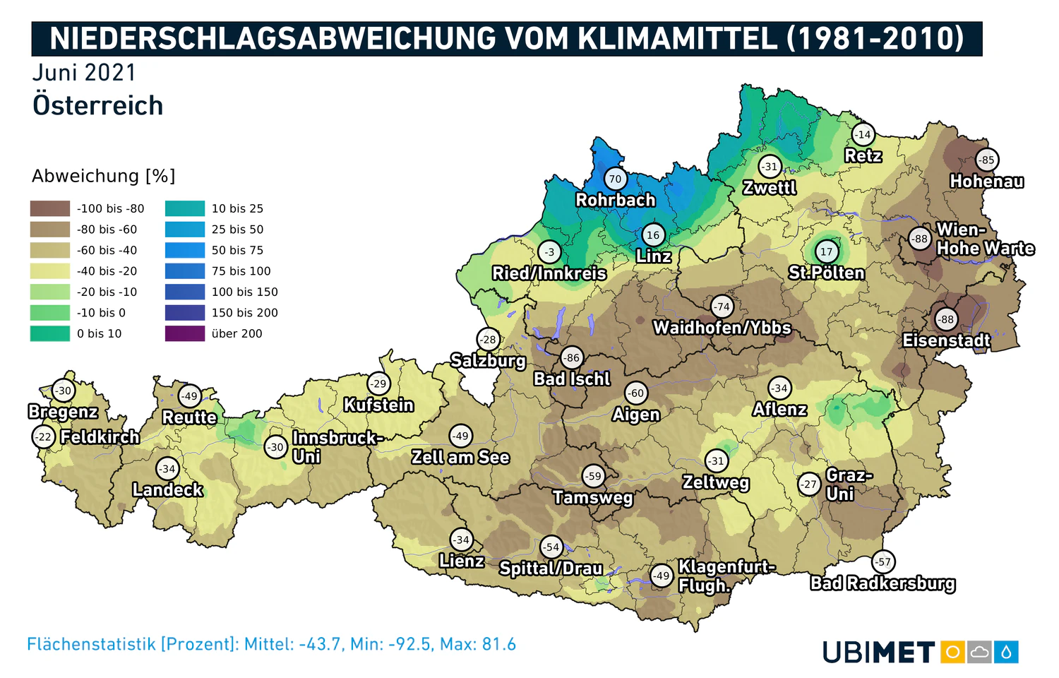 Niederschläge im Juni 2021