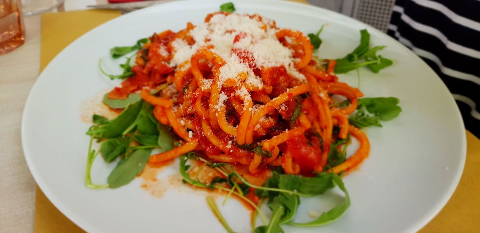 Den weltweit geliebten Klassiker Spaghetti mit Tomatensauce gab es in der Osteria Veneta.