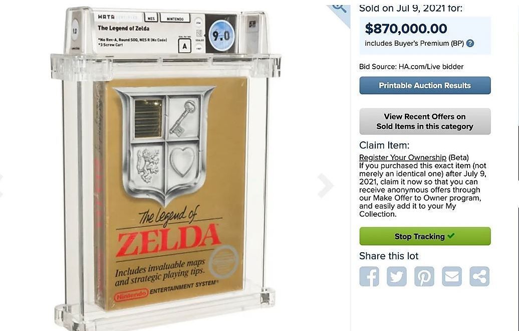 870.000 Dollar (732.000 Euro) blätterte ein Sammler für ZELDA hin.