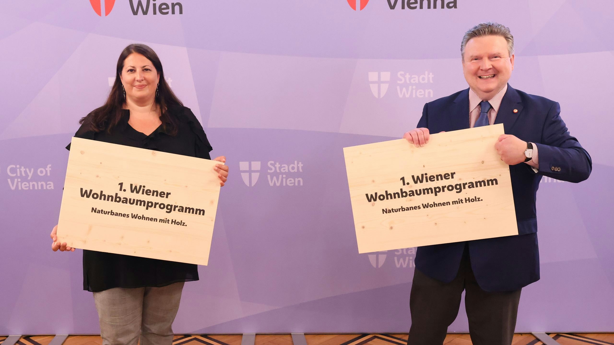 Wohnbaustadträtin Kathrin Gaal und Bürgermeister Michael Ludwig präsentierten am Dienstag das 1. Wohnbaumprogramm.