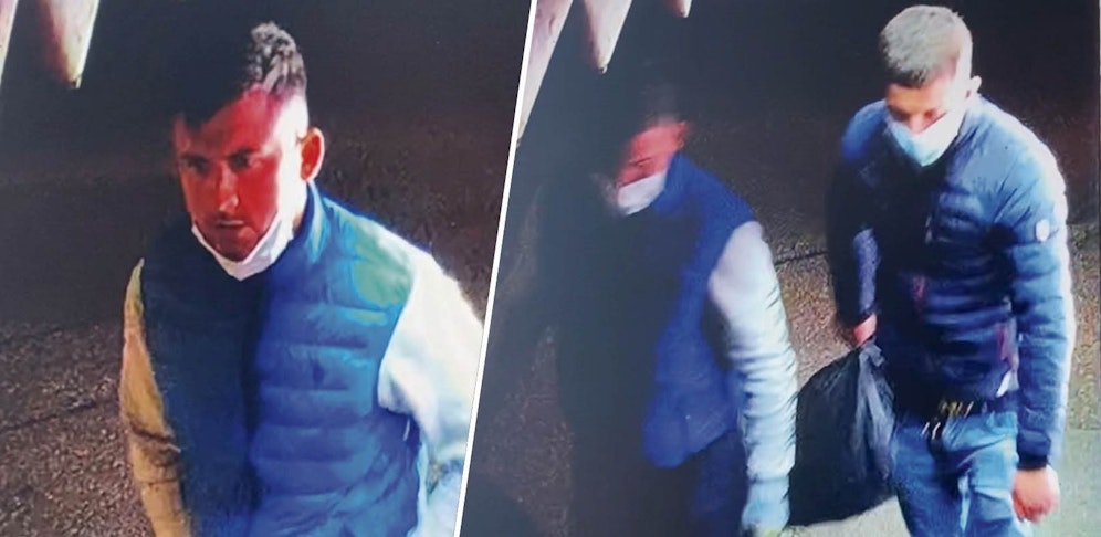 Diese Männer brachen laut Polizei einen Zigarettenautomaten auf.