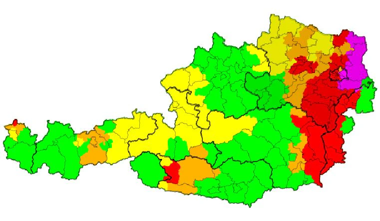 Aktuelle Warnstufe in Österreich