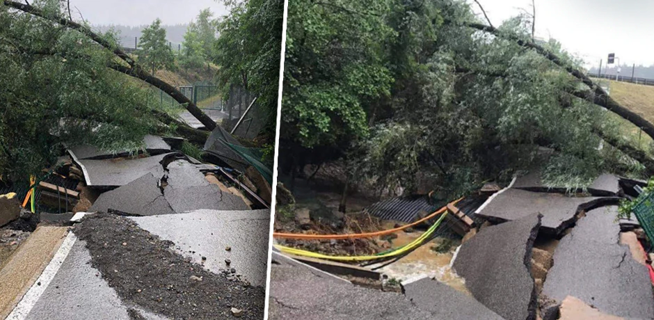 Unwetterschäden bei der F1-Strecke in Spa