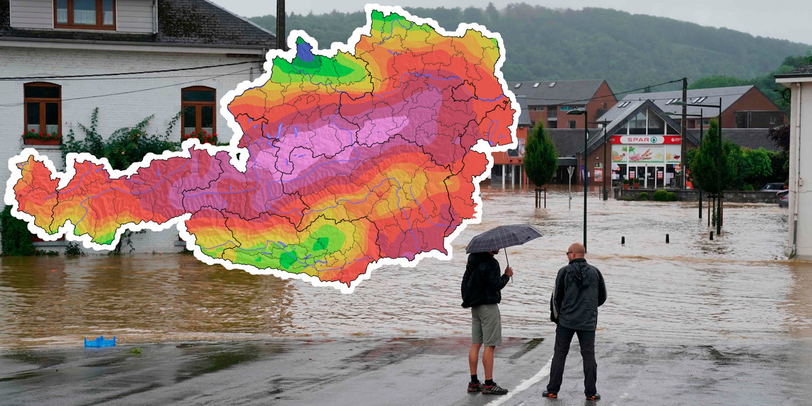 Das Tief sorgt aktuell in Belgien und Deutschland für Überflutungen
