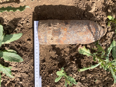 Bei dem Objekt handelte es sich um ein circa 75 Millimeter großes panzerbrechendes Geschoss.