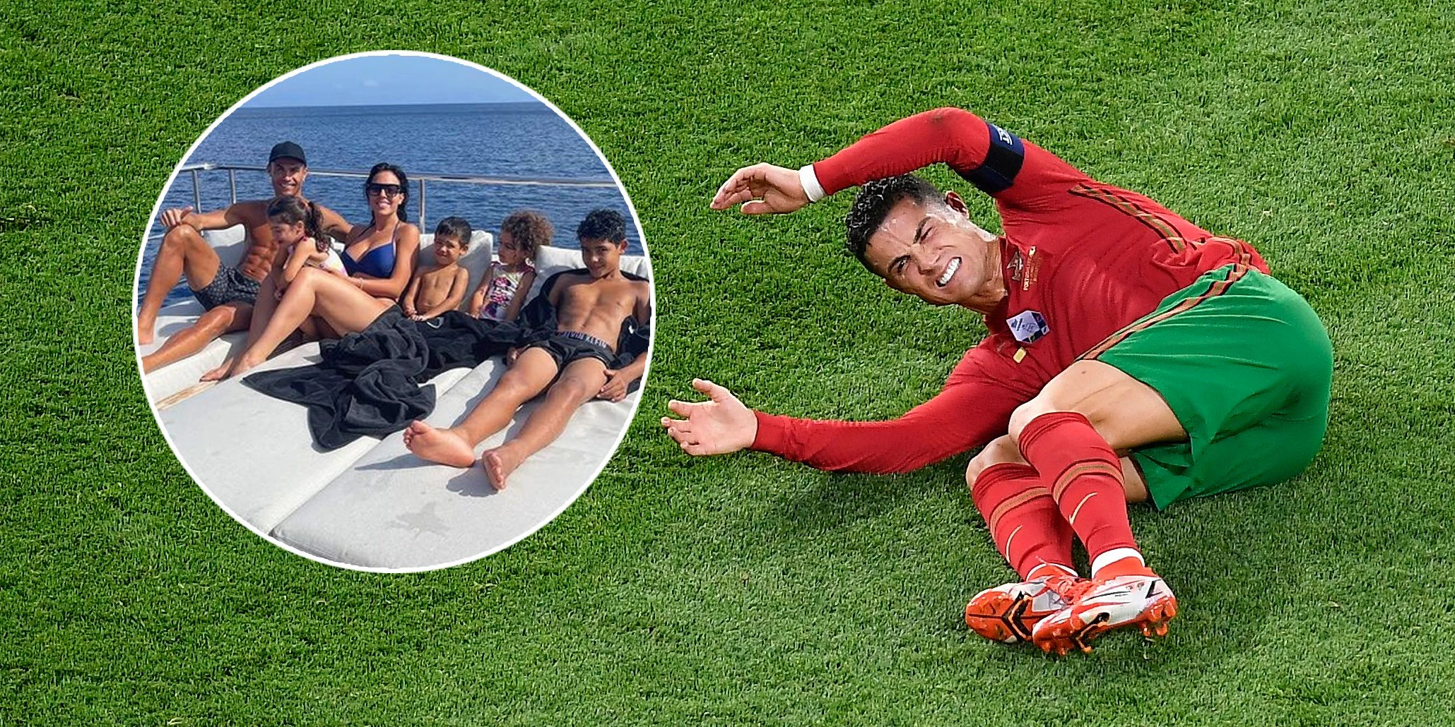 Cristiano Ronaldo bei der EM (r.) und auf einer Yacht