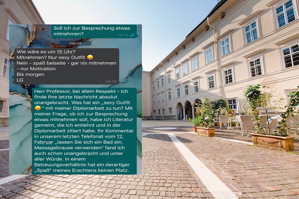 In einer WhatsApp-Nachricht rät der Professor der Studentin, ein sexy Outfit anzuziehen.