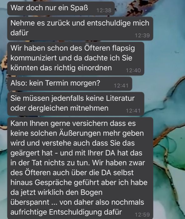 Entschuldigung des Professors