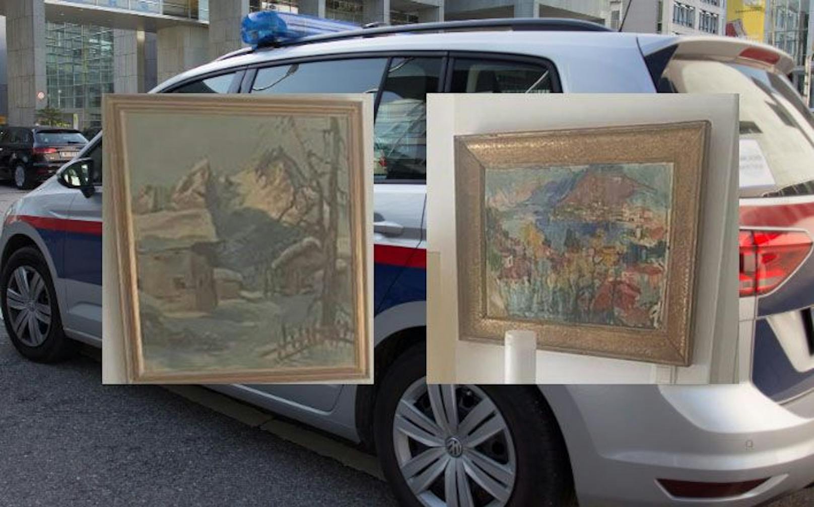 Zwei der verschwundenen Kunstwerke - die Polizei fahndet nach den Bildern.