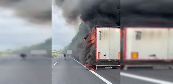 Auf der Innkreis-Autobahn brannte am Montag ein Lkw.