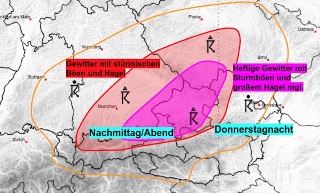 Unwettergefahr am Donnerstag, 8. Juli 2021