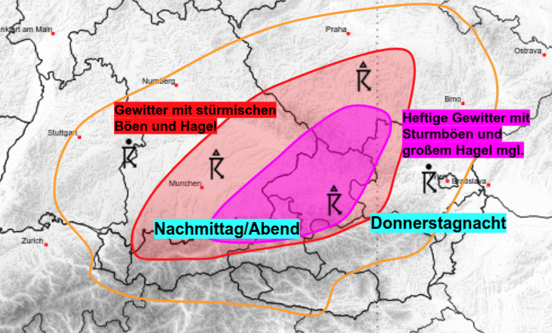 Unwettergefahr am Donnerstag, 8. Juli 2021