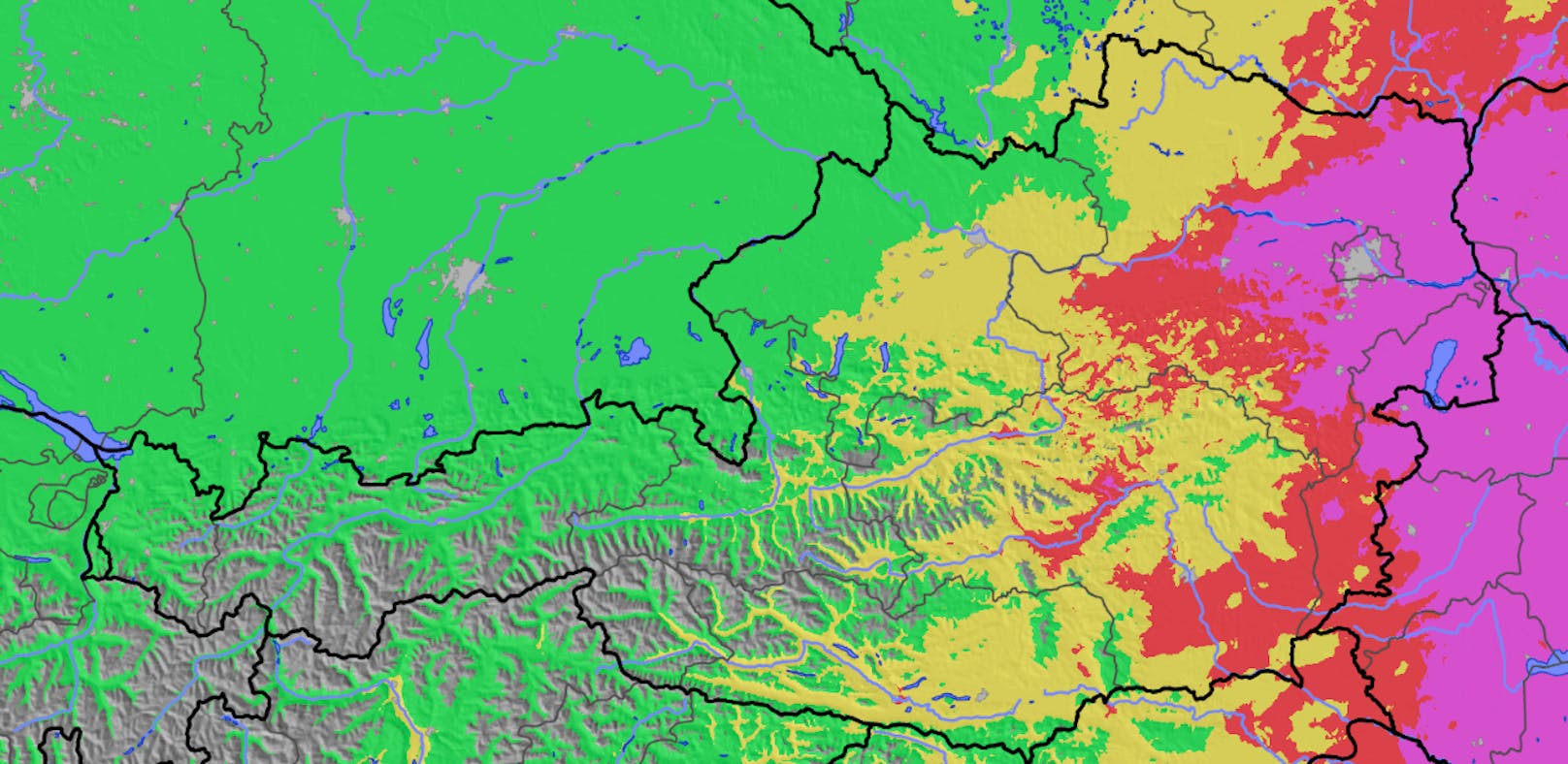 Extrem hohe Waldbrandgefahr am Donnerstag (8. Juli 2021) in Wien, Niederösterreich und dem Burgenland.