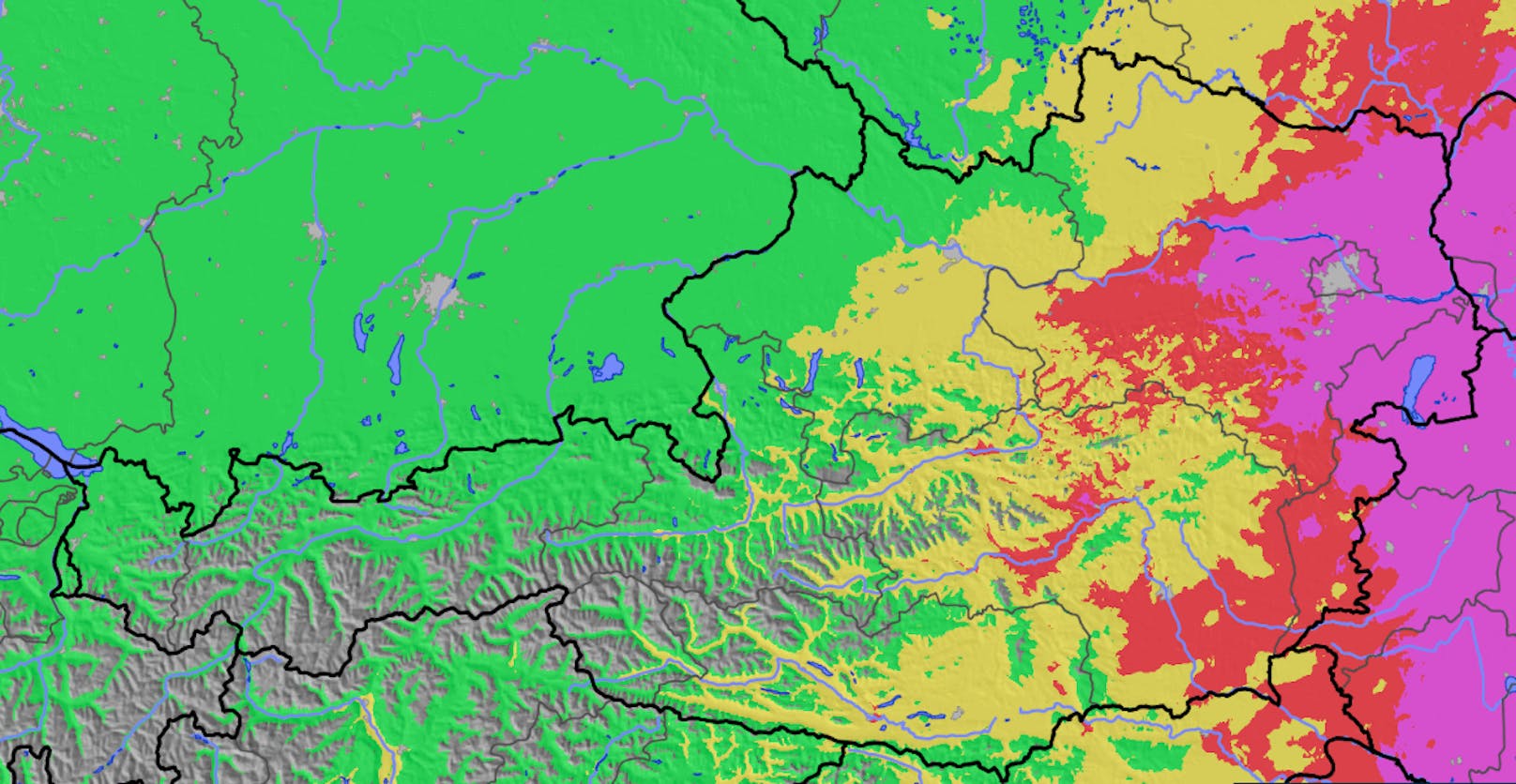 Extrem hohe Waldbrandgefahr am Donnerstag (8. Juli 2021) in Wien, Niederösterreich, Burgenland und der Steiermark