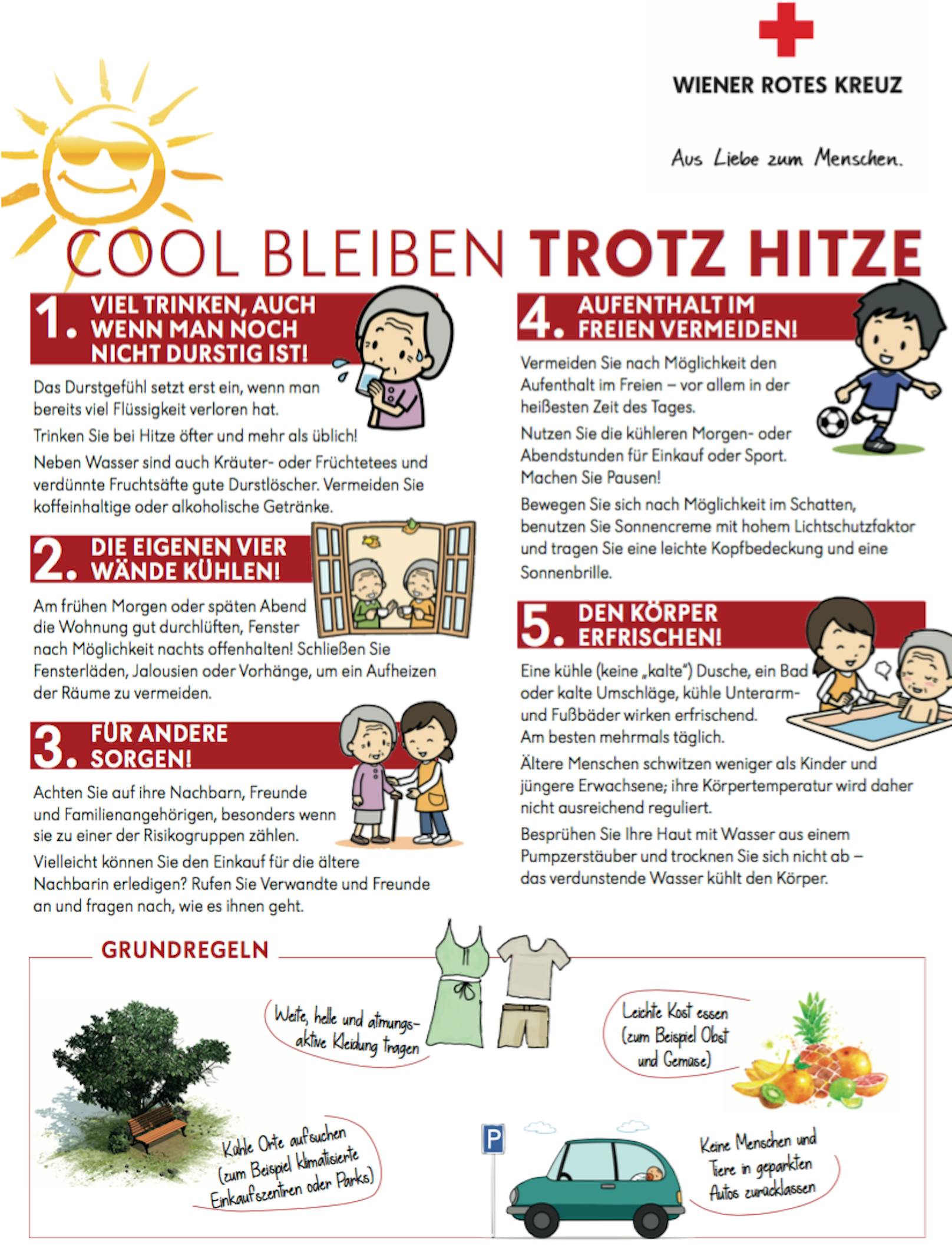 Das Wiener Rote Kreuz gibt Tipps gegen den Hitzestress.