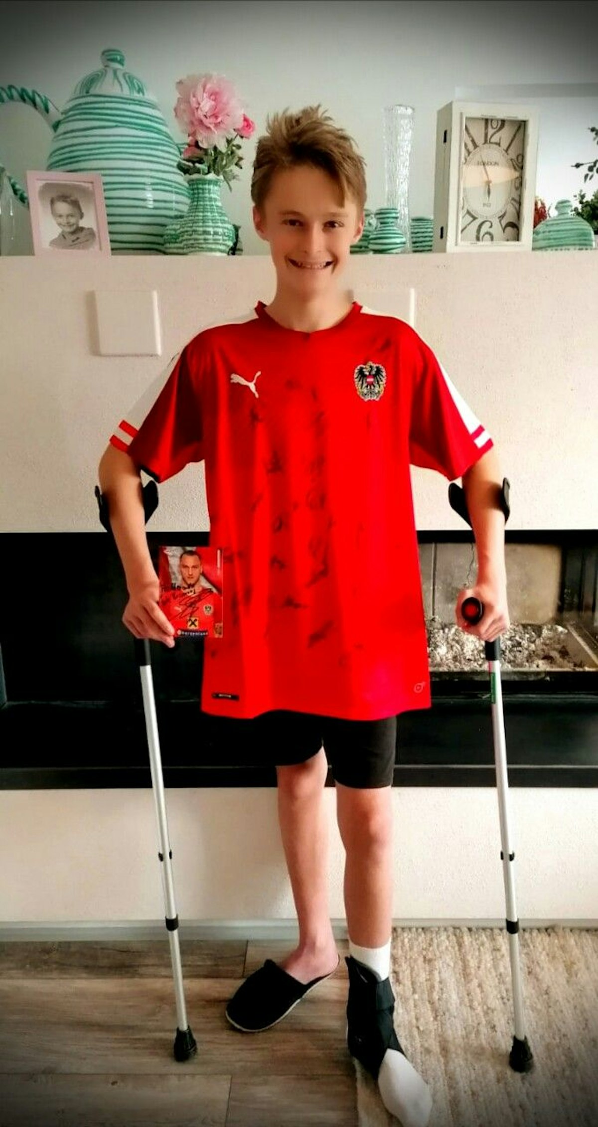 Da strahlte Alex, also im ÖFB-Präsident Leo Windtner die Geschenke vorbeibrachte.
