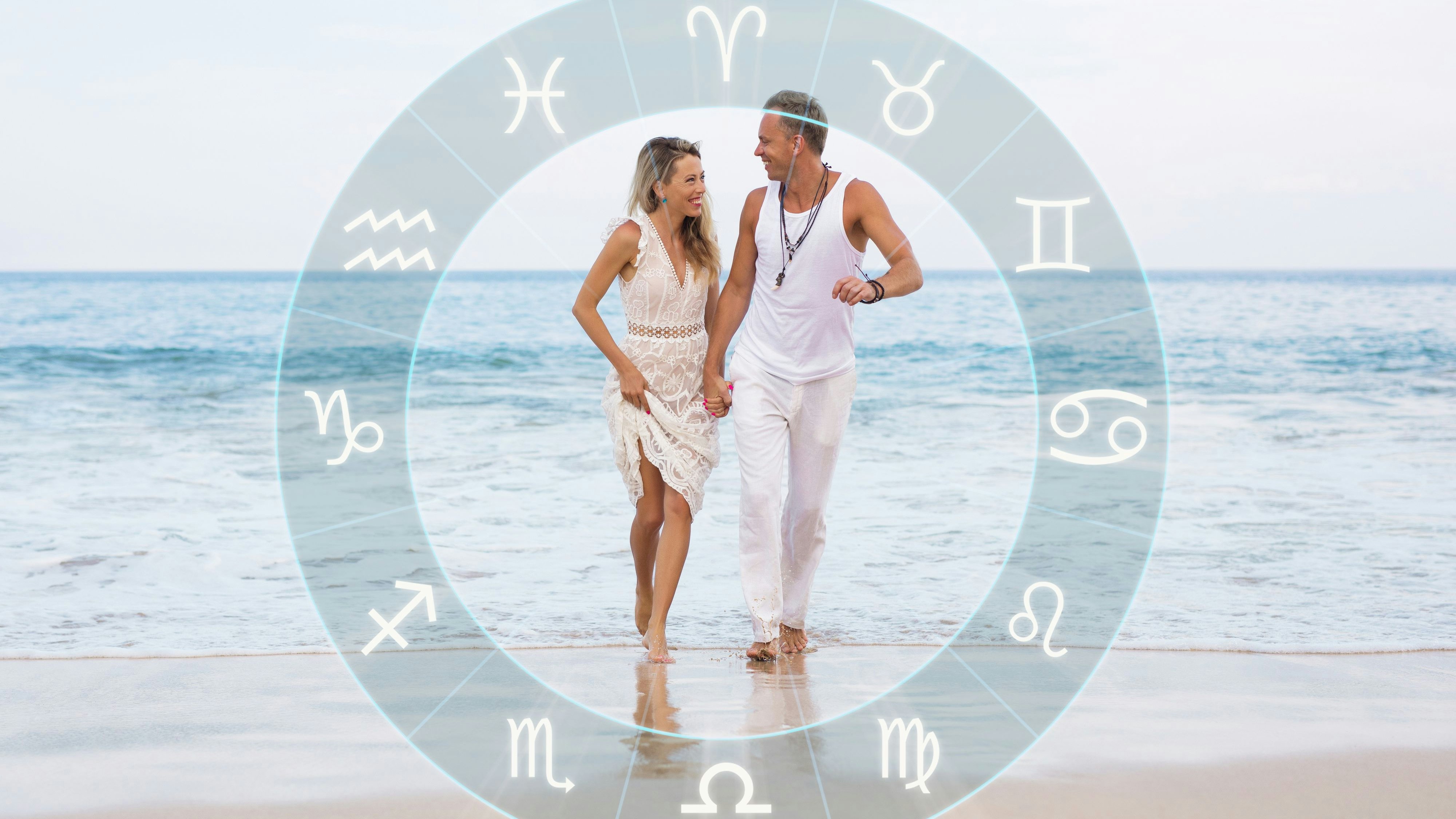 Happy couple with perfect astrological sign match and love compatibility