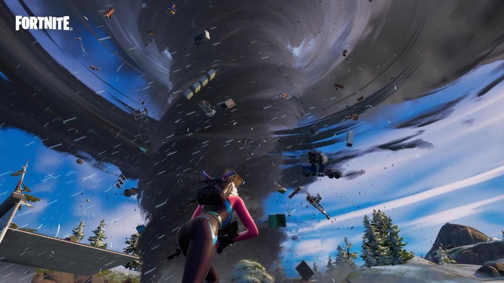 "Fortnite" wird bereits mit den neuen Unwettern beworben, die noch gar nicht im Spiel sind. Laut Epic Games sollen die Effekte jedoch noch während der laufenden Season kommen.