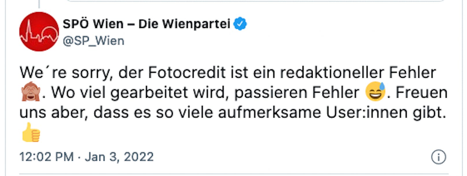 Die SPÖ entschuldigt sich.