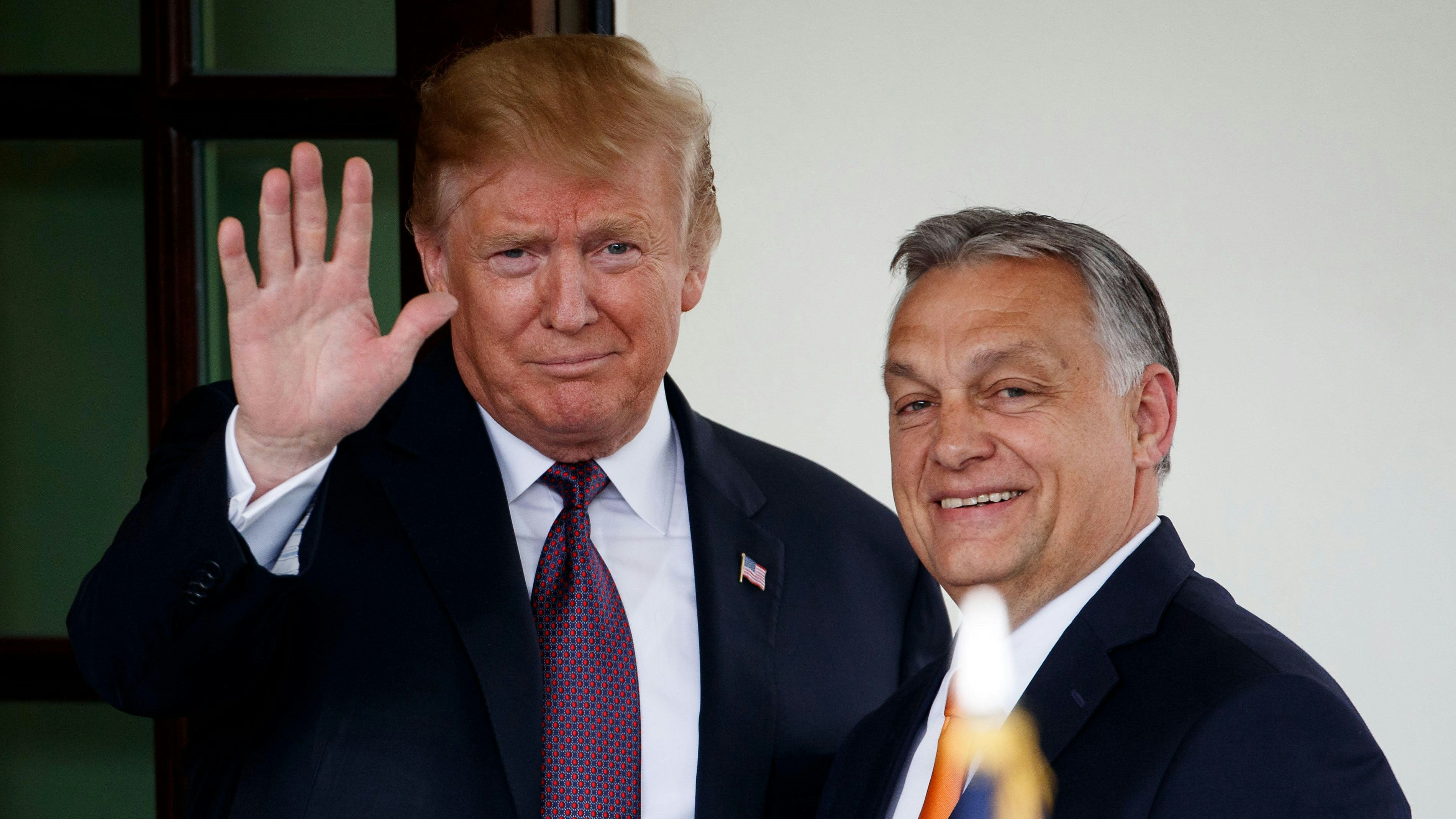 Download von www.picturedesk.com am 03.01.2022 (19:51).  (190513) -- WASHINGTON, May 13, 2019 (Xinhua) -- U.S. President Donald Trump (L) welcomes Hungarian Prime Minister Viktor Orban at the White House in Washington D.C., the United States, on May 13, 2019. (Xinhua/Ting Shen).Xinhua News Agency / eyevine :...http://. - 20190514_PD0855 - Rechteinfo: Rights Managed (RM)