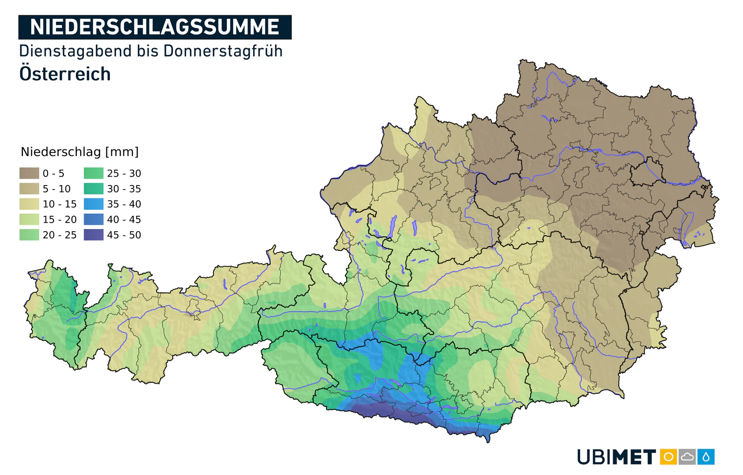 Bis Donnerstag wird vor allem im Süden des Landes mit enormen Niederschlagsmengen gerechnet.