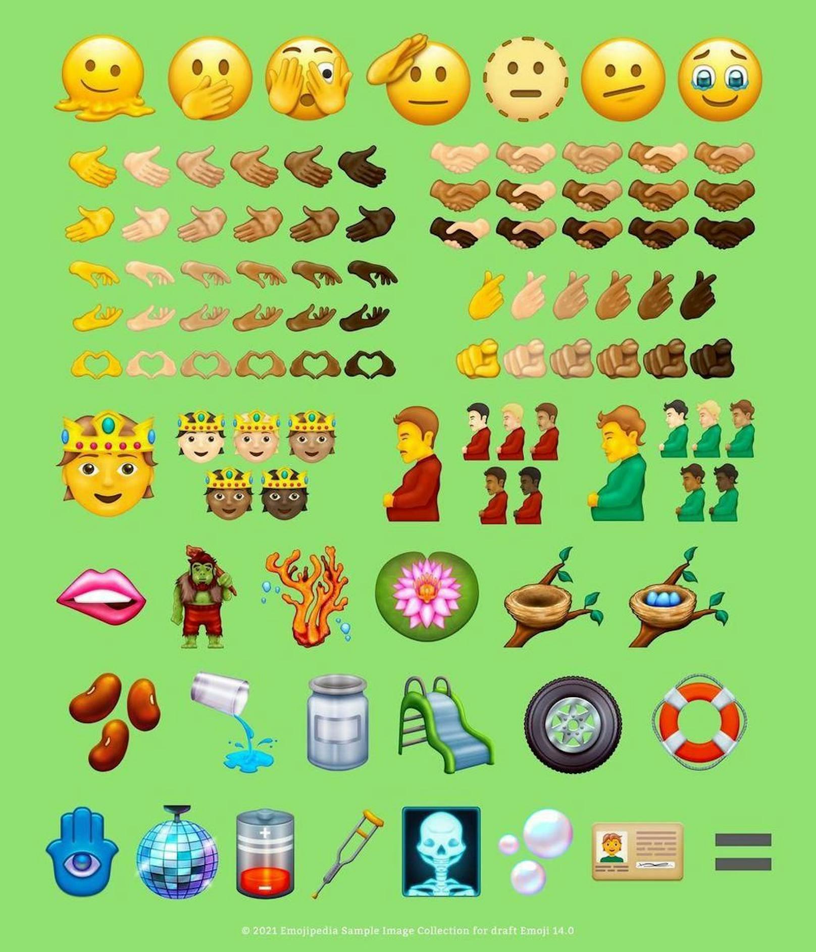 Hier sind alle neuen Emojis abgebildet.